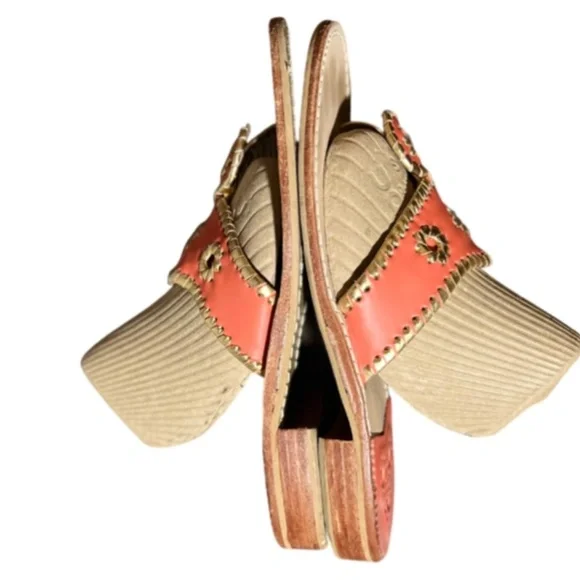 Original Flat Sandals Orange and Metallic Gold - Picture 7 of 8